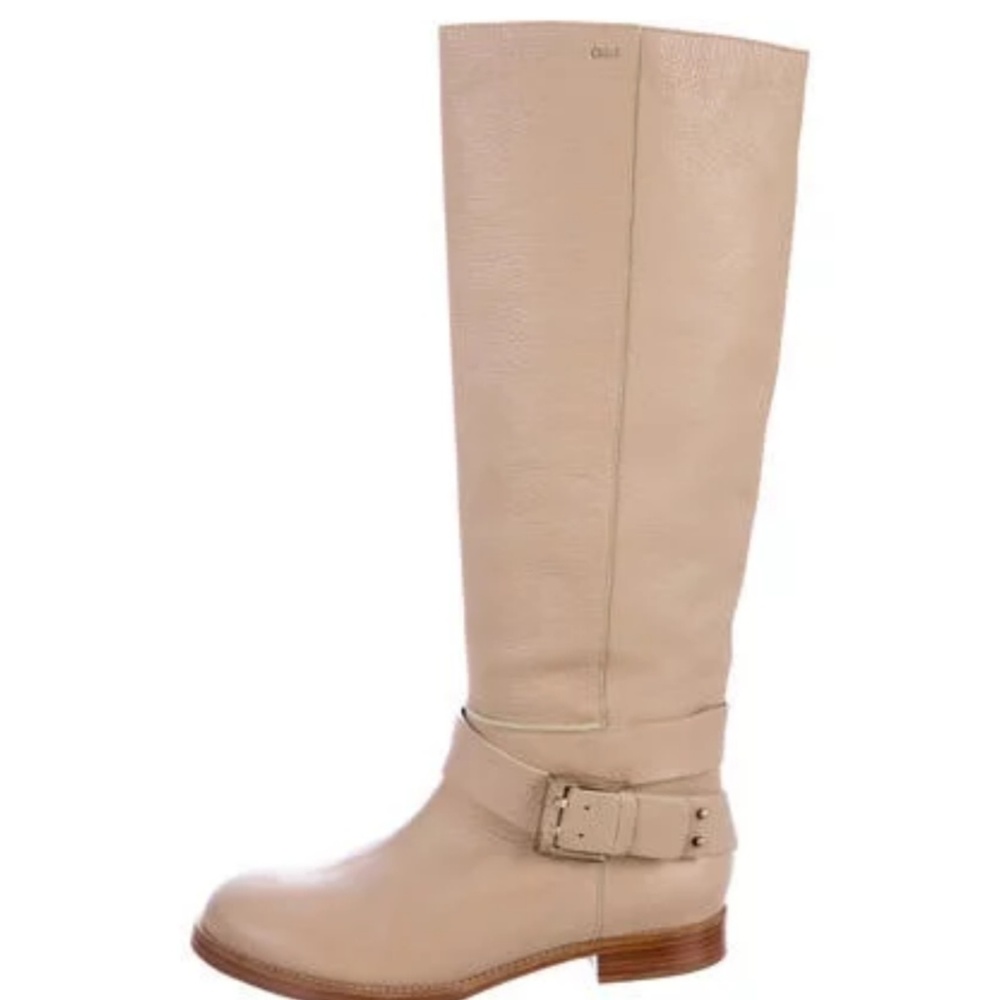Chloe Tall Taupe/Beige Leather Tall Boots